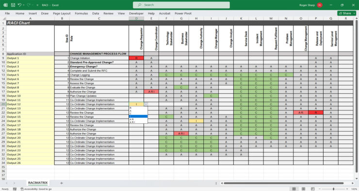 RACI Matrix Excel Template