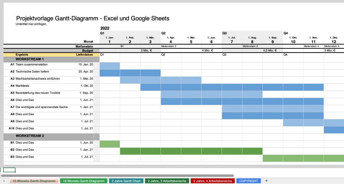 Gantt Diagramm Kalender 